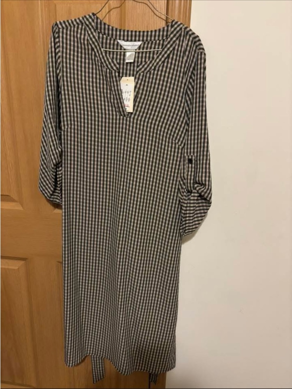 Christopher & Banks Black and White Gingham Midi Dress